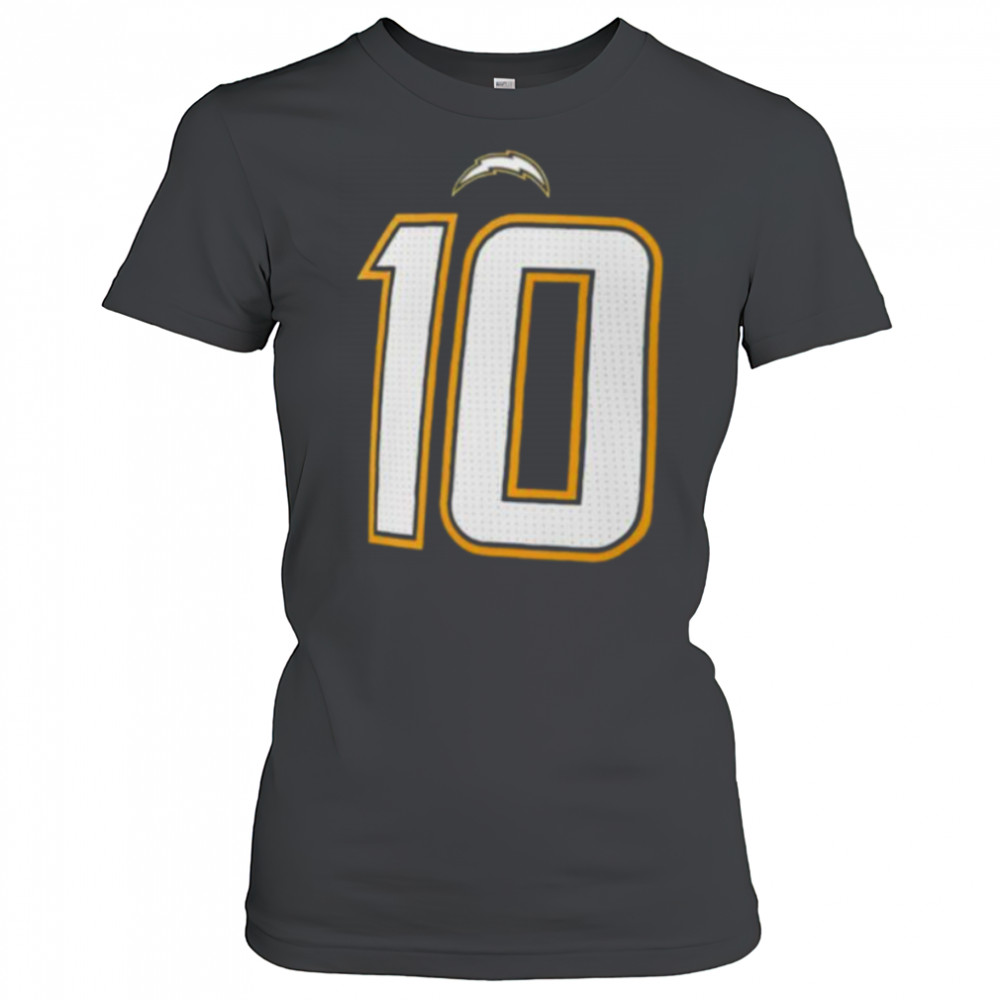 Justin Herbert 10 Los Angeles Chargers name and number 2 sided shirt Women's T-shirt