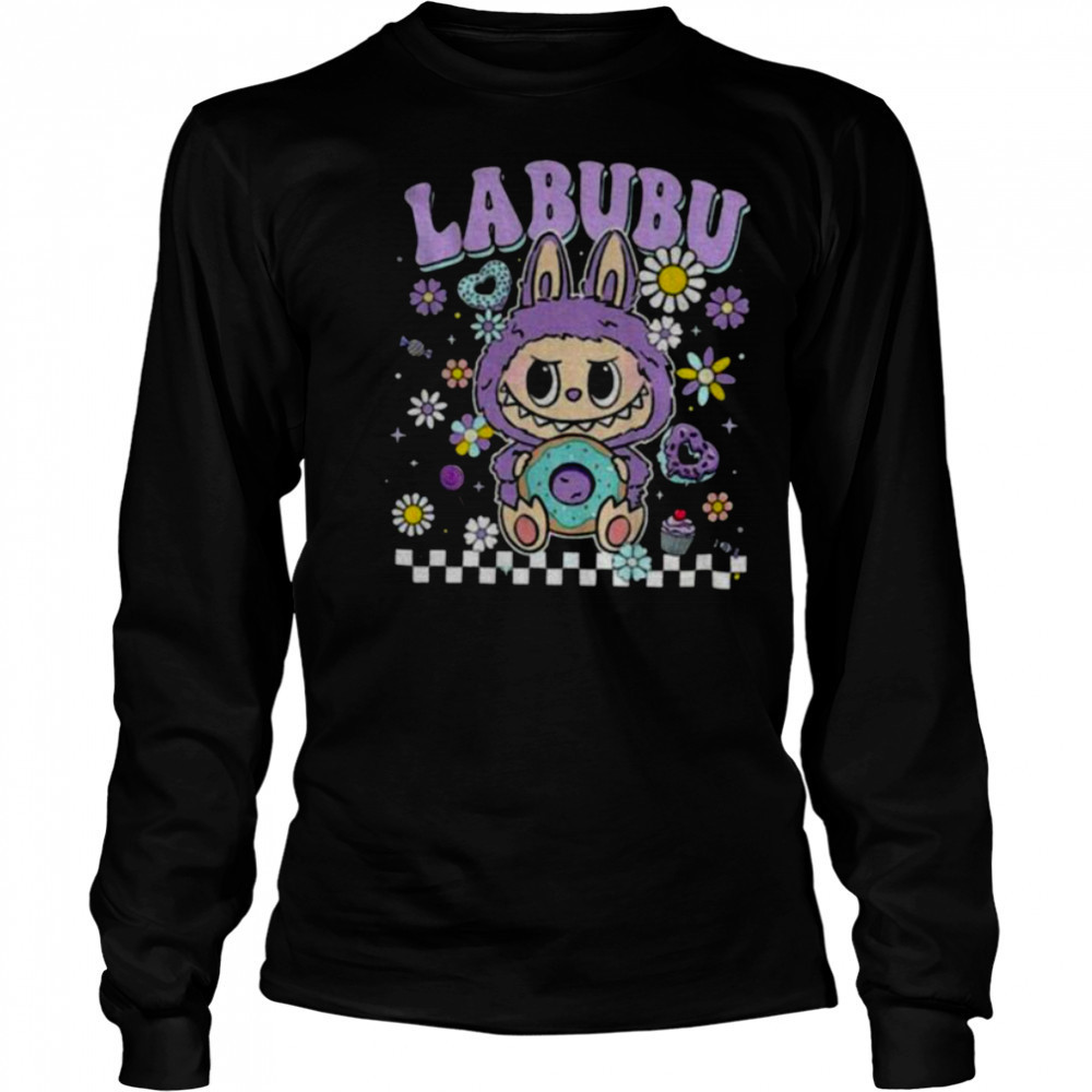 Labubu floral donut pastel cartoon character shirt Long Sleeved