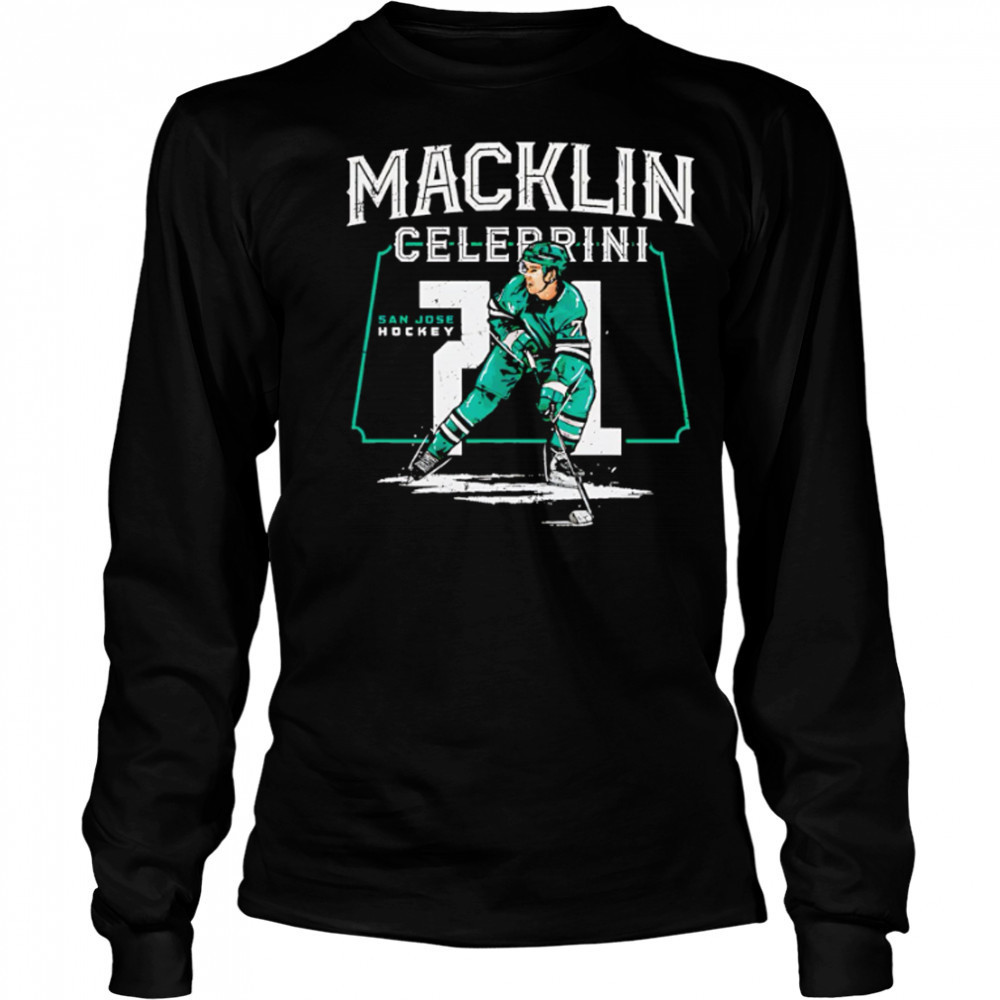 Macklin Celebrini 71 San Jose Player Name signature hockey shirt Long Sleeved