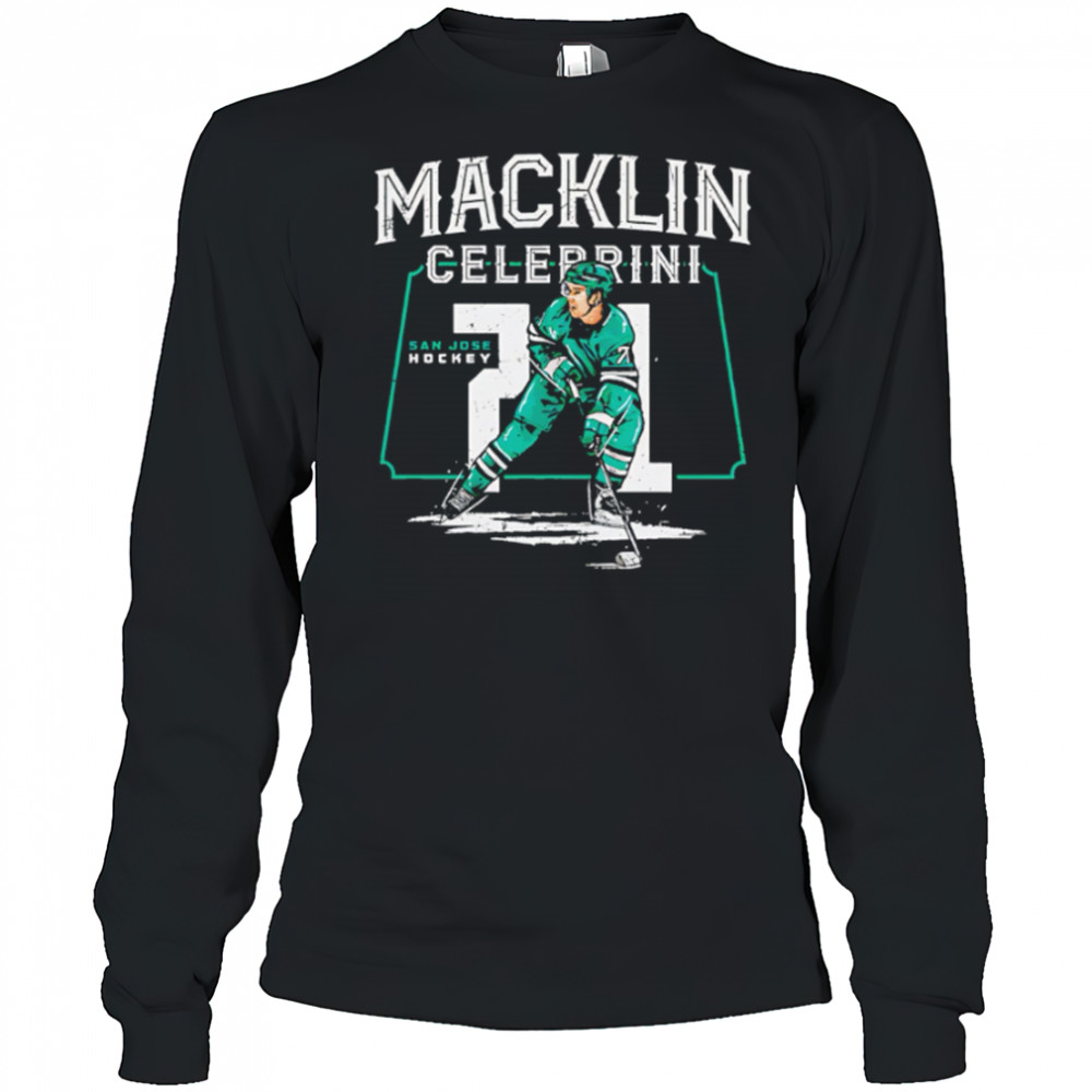Macklin Celebrini 71 San Jose Player Name signature hockey shirt Long Sleeved