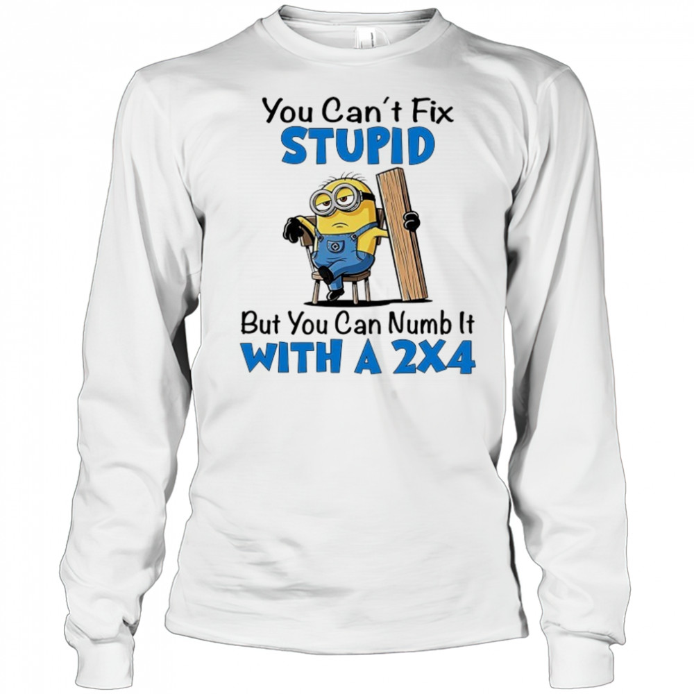 Minion you can’t fix stupid but you can numb it with a 2×4 shirt Long Sleeved