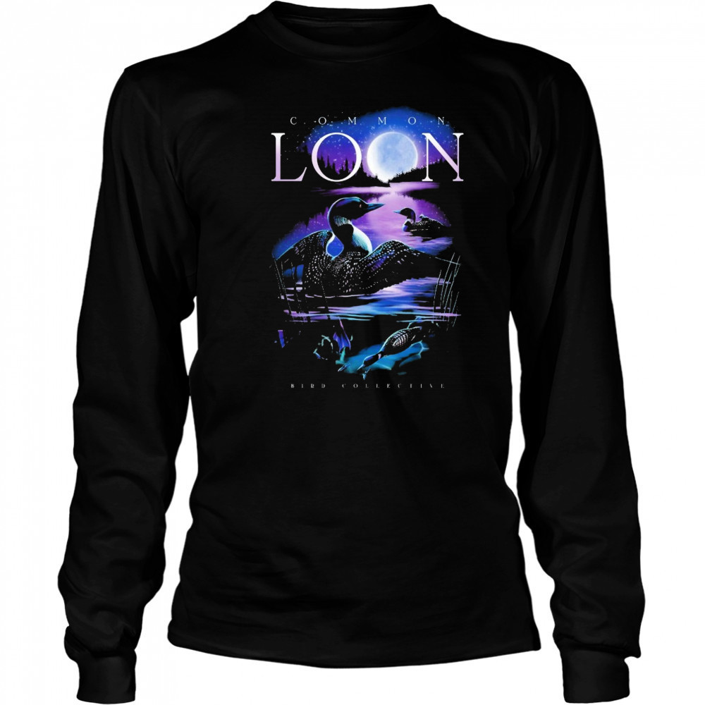 Moonlit Common Loon Bird Collective T-shirt Long Sleeved