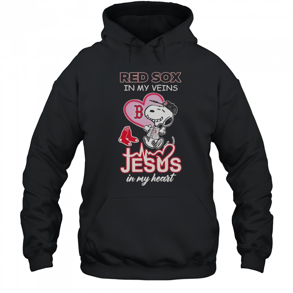 Snoopy Boston Red Sox In My Veins Jesus In My Heart T-Shirt Hoodie