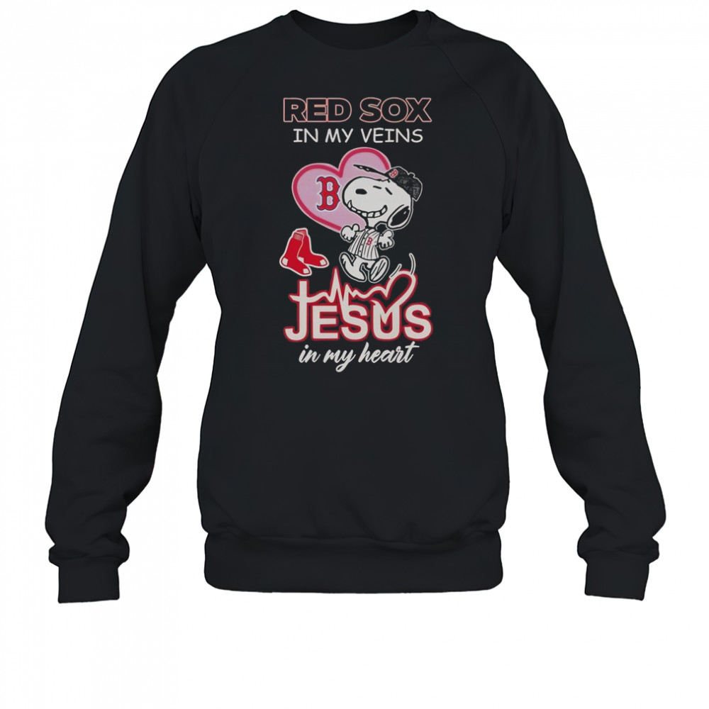 Snoopy Boston Red Sox In My Veins Jesus In My Heart T-Shirt Sweatshirt