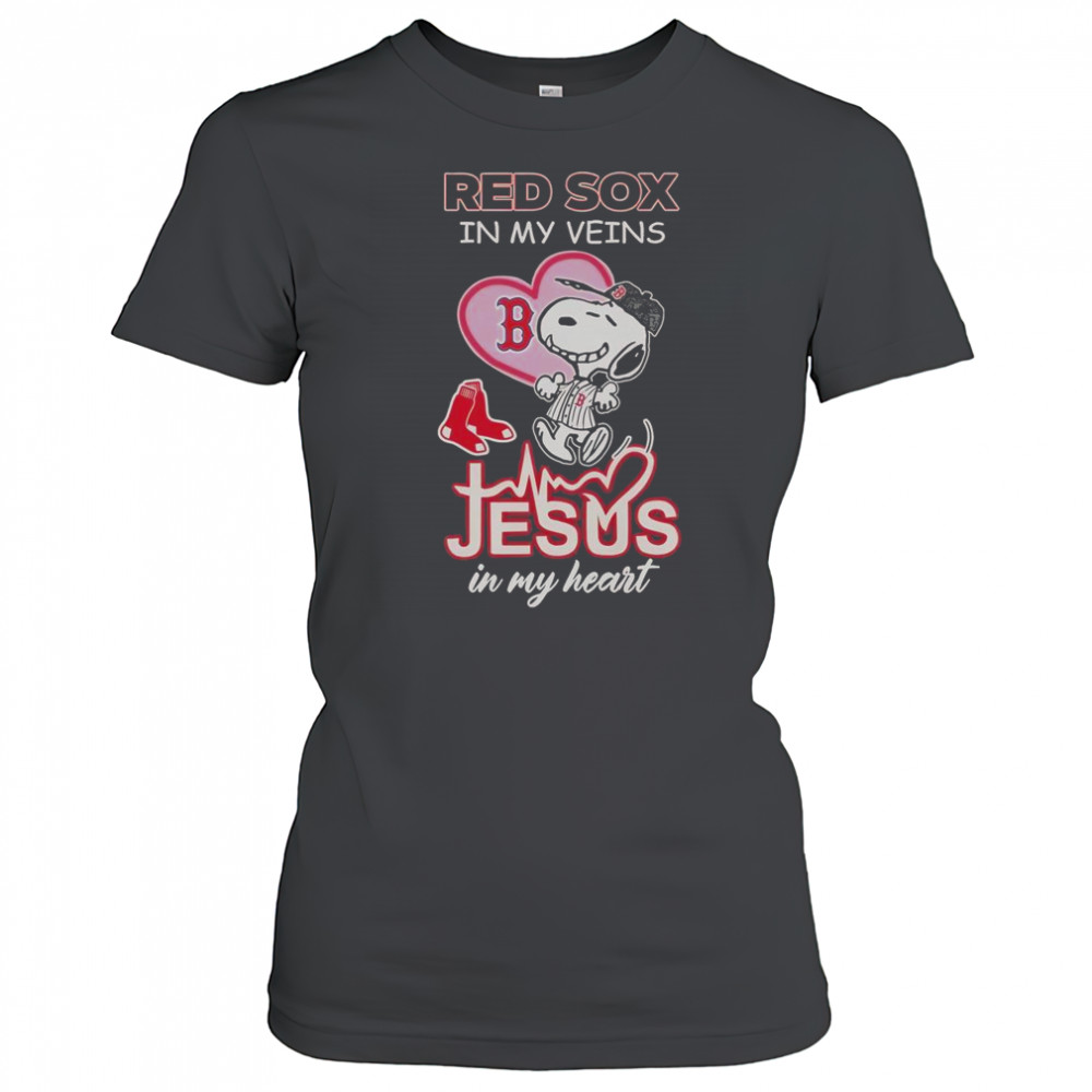 Snoopy Boston Red Sox In My Veins Jesus In My Heart T-Shirt Women's T-shirt