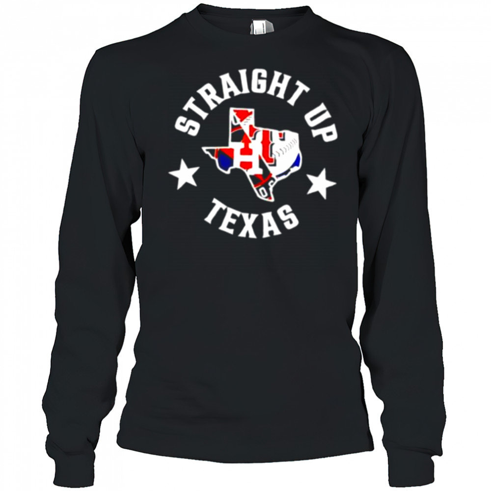 Straight up Texas Rangers and Houston Astros logo 2025 shirt Long Sleeved