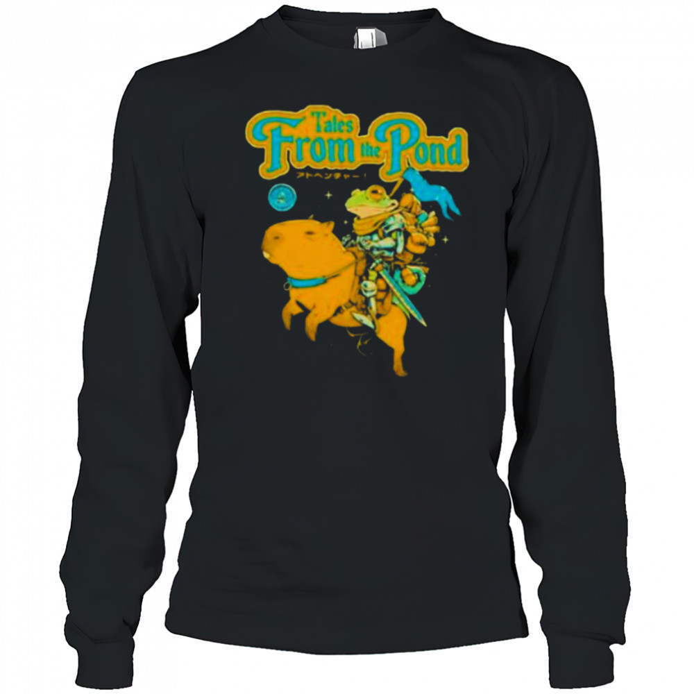 Tales from the Pond Frog riding Capybara shirt Long Sleeved