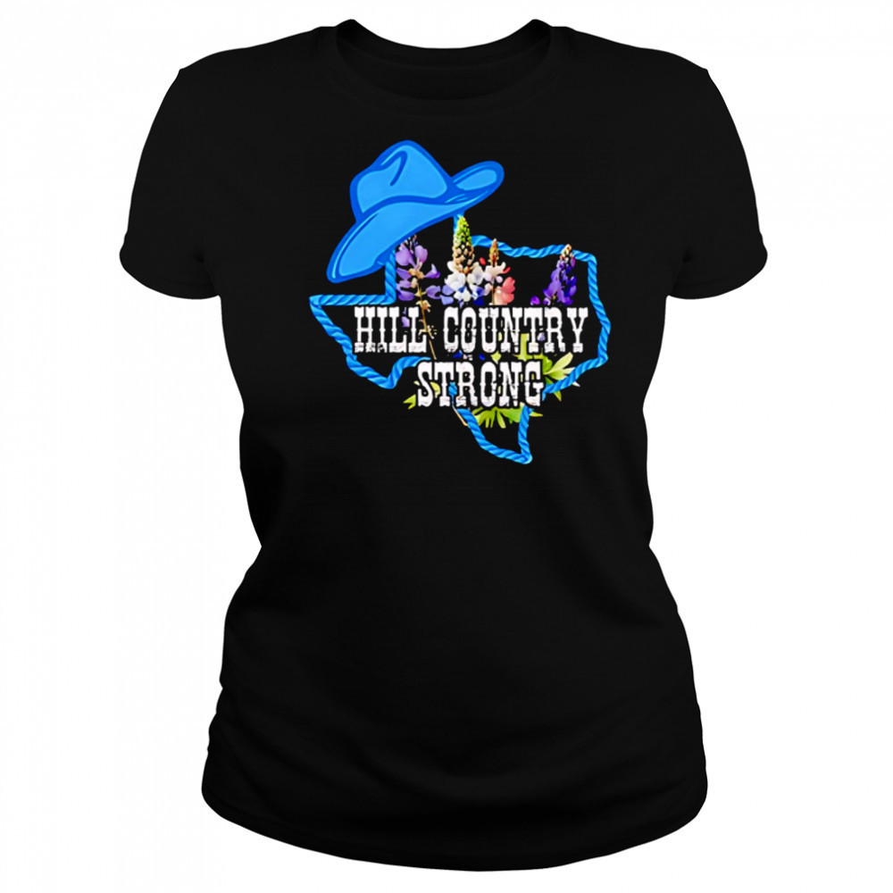 Texas Bluebonnet Hill Country Strong Cowboy Hat Western Rope Floral shirt Women's T-shirt