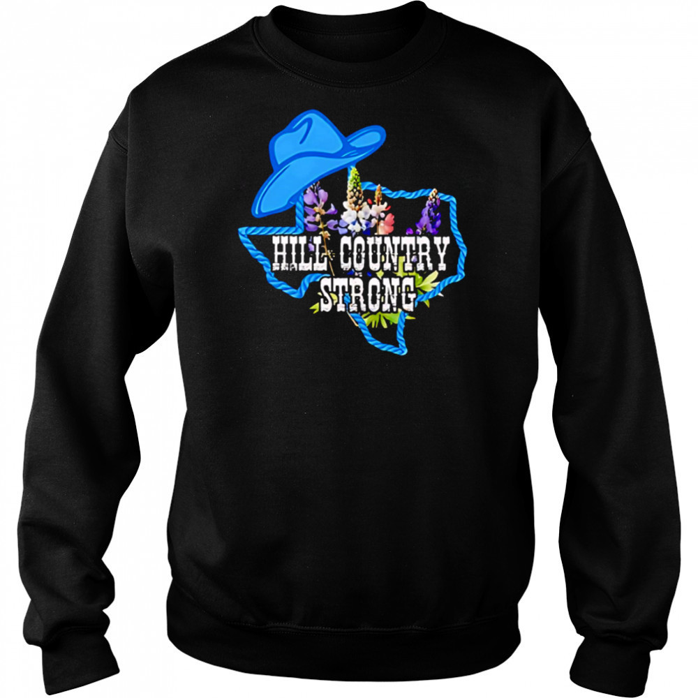 Texas Bluebonnet Hill Country Strong Cowboy Hat Western Rope Floral shirt Hoodie
