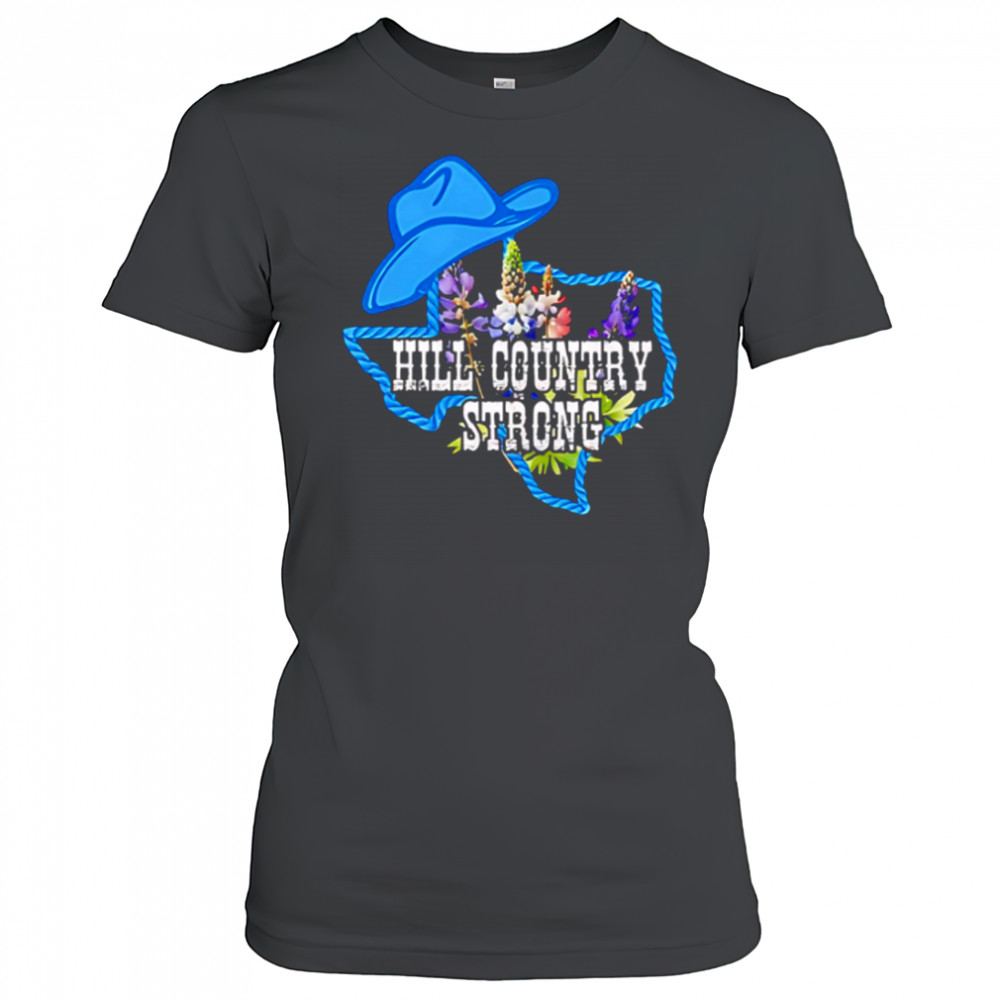 Texas Bluebonnet Hill Country Strong Cowboy Hat Western Rope Floral shirt Women's T-shirt