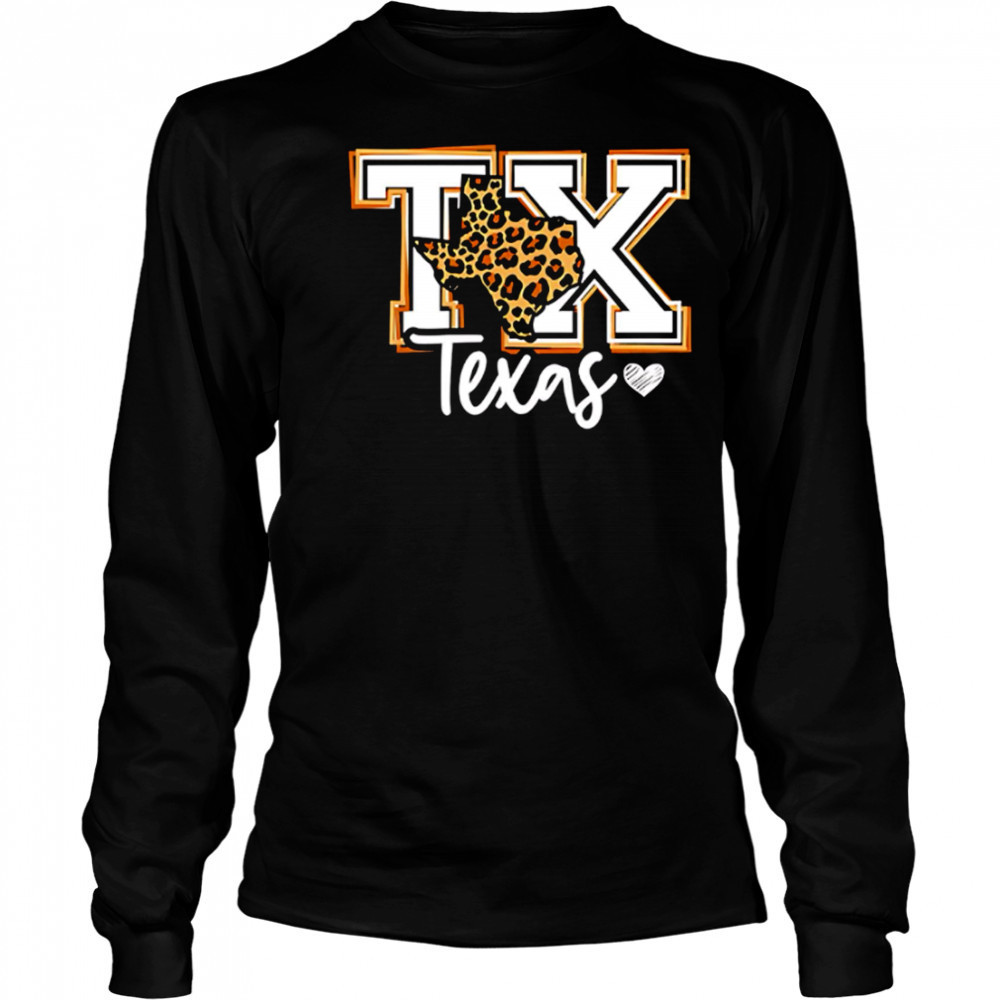 Texas leopard print tx graphic western style shirt Long Sleeved