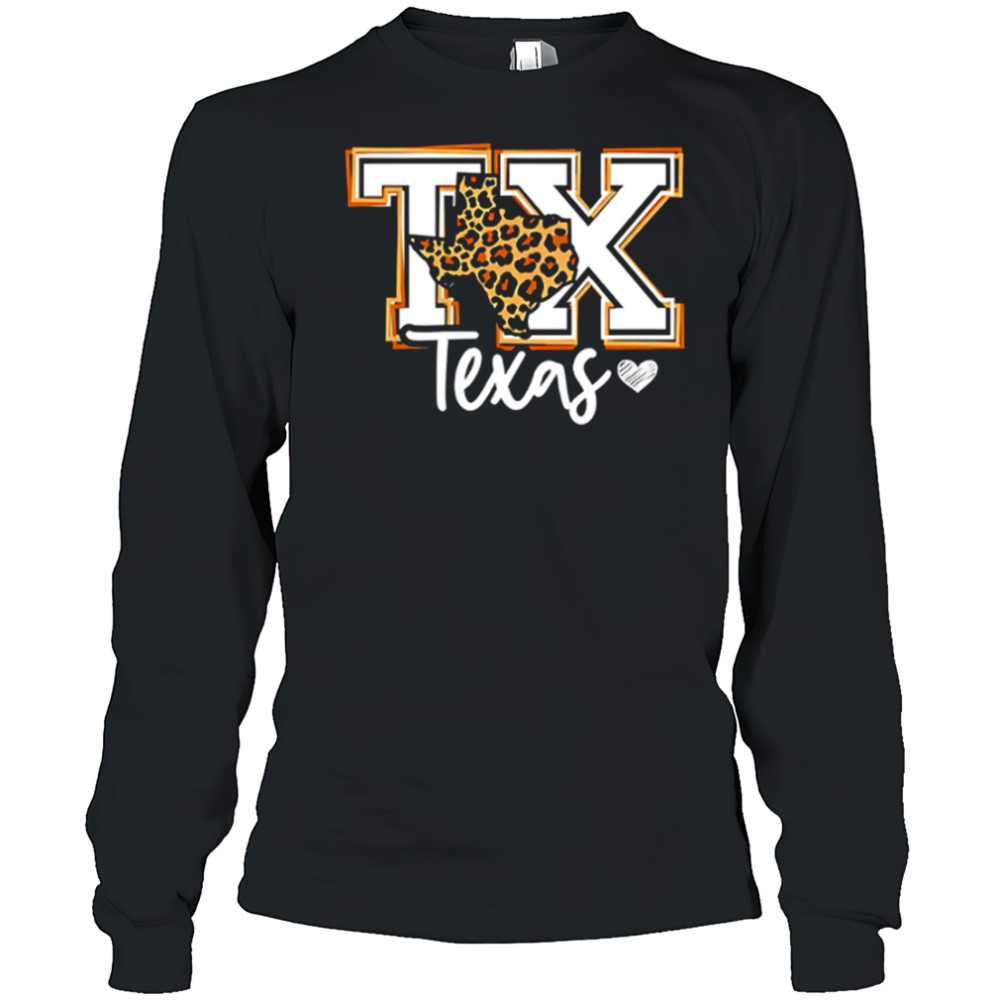 Texas leopard print tx graphic western style shirt Long Sleeved