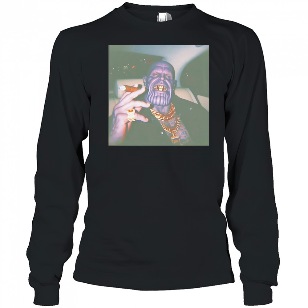Thug Life Thanos grillz smoking shirt Long Sleeved