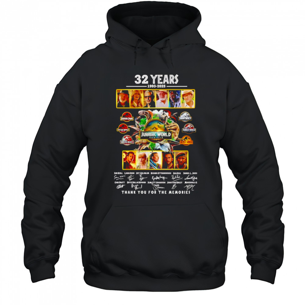 32 years 1993 2025 Jurassic World Rebirth thank you for the memories shirt Hoodie