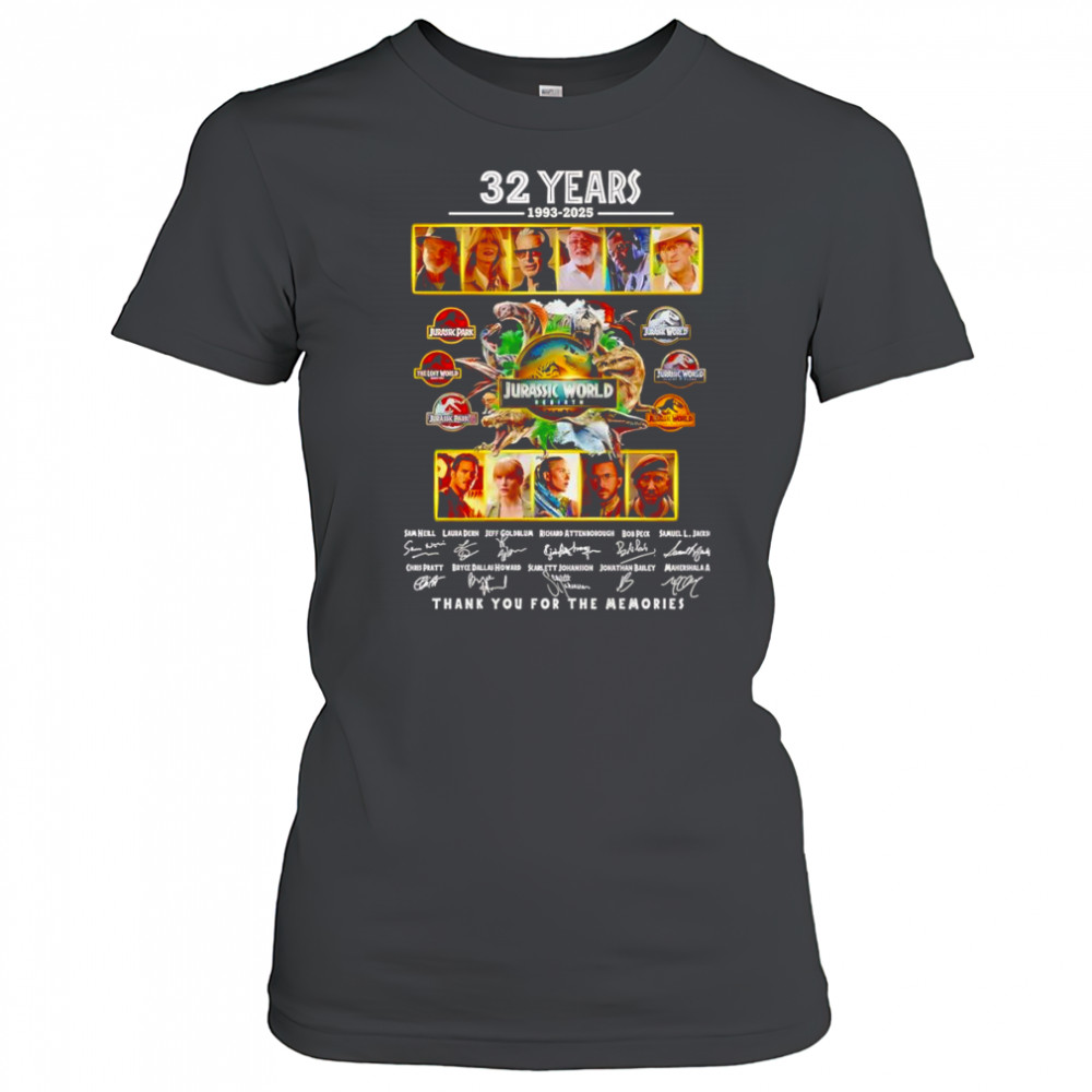 32 years 1993 2025 Jurassic World Rebirth thank you for the memories shirt Women's T-shirt