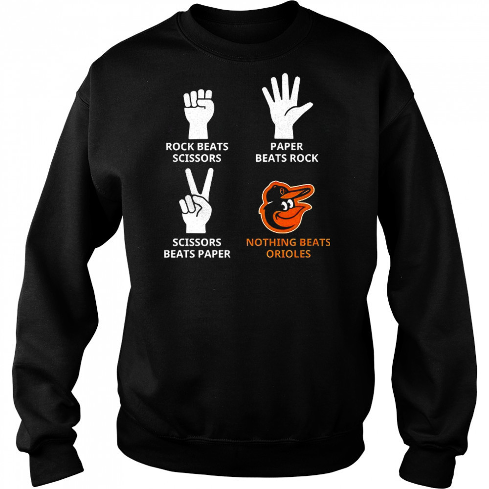 Baltimore Orioles rock beats scissors paper beats rock scissors beats paper nothing beats Orioles shirt Hoodie