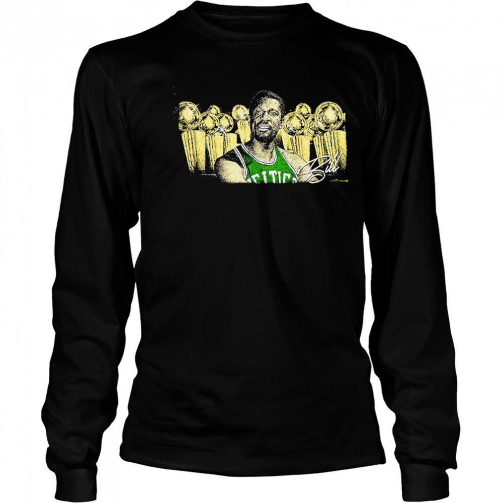 Bill Russell Boston Celtics 11 time NBA champion signature retro shirt Long Sleeved