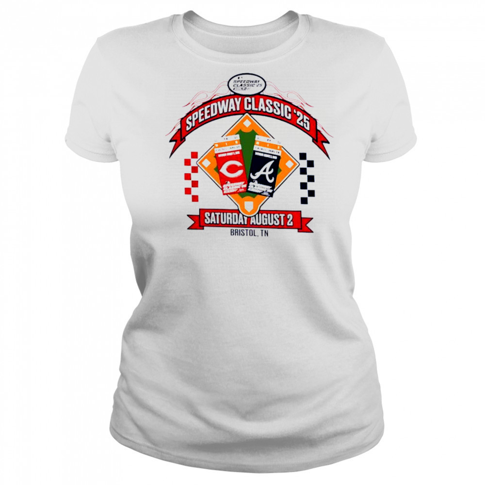 Cincinnati Reds vs. Atlanta Braves 2025 Speedway Classic Event shirt Women's T-shirt