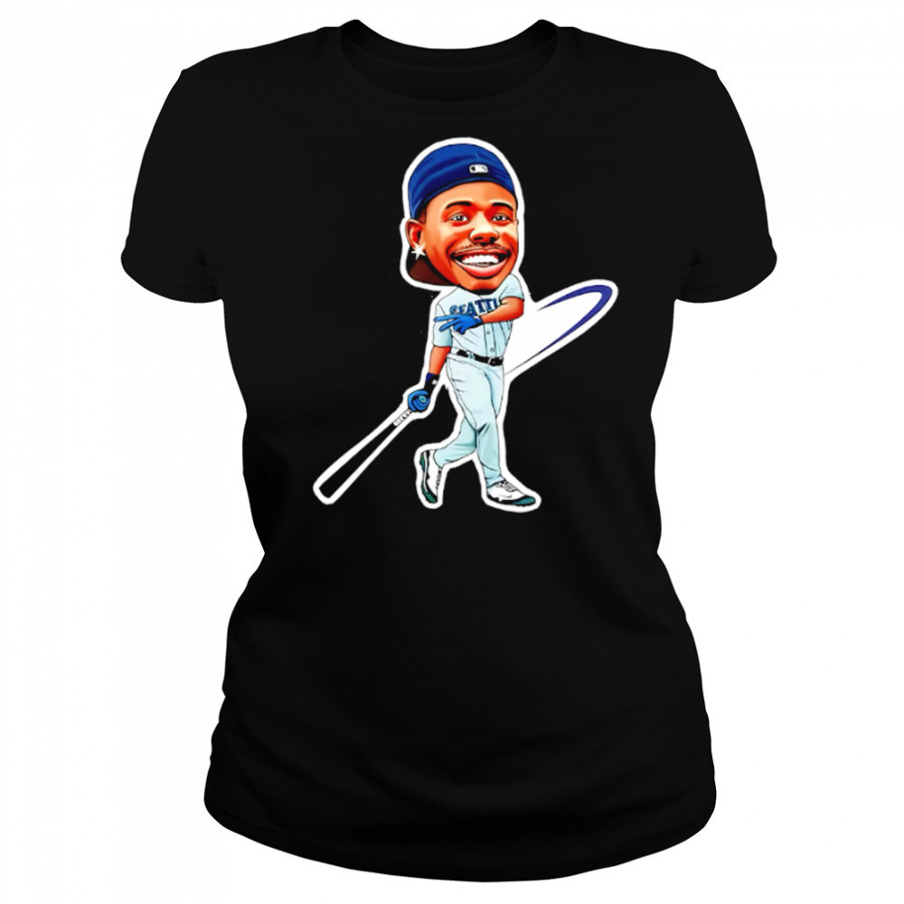 Ken Griffey Jr. Art Magnet Seattle Mariners jersey cartoon shirt Women's T-shirt