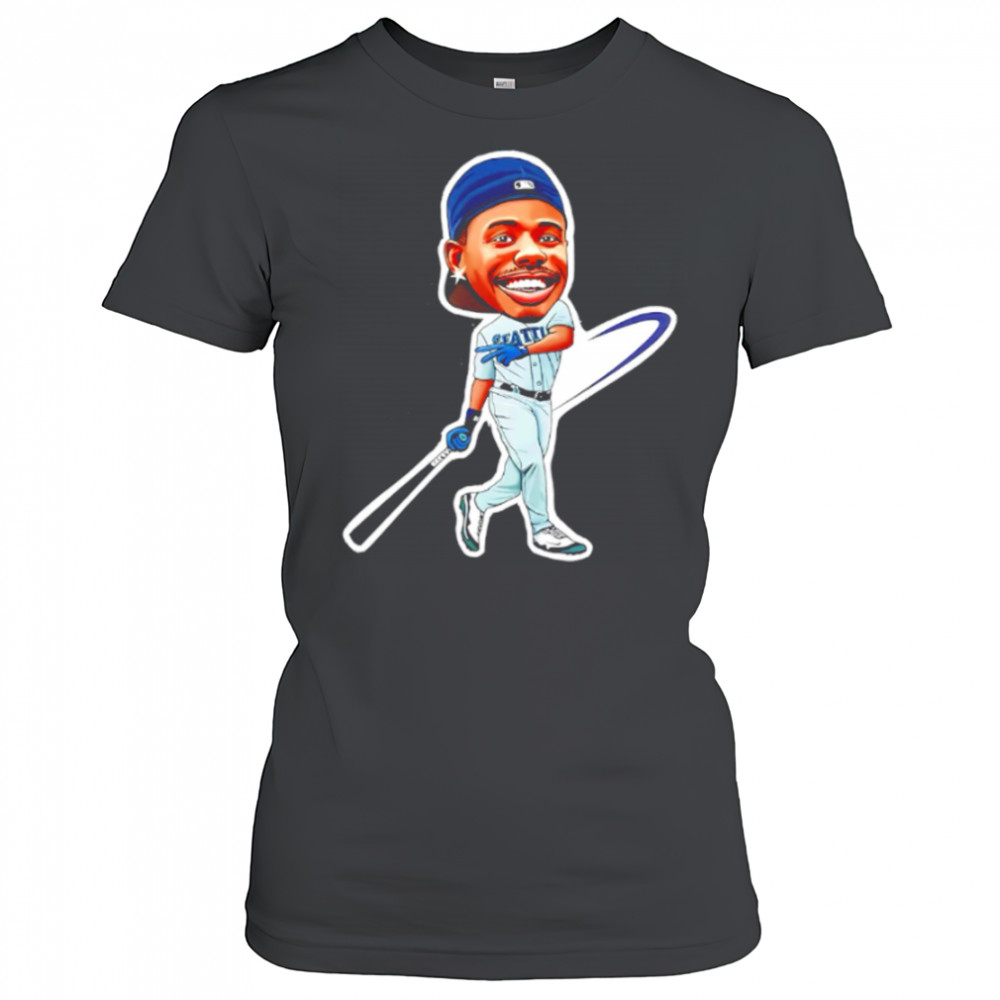Ken Griffey Jr. Art Magnet Seattle Mariners jersey cartoon shirt Women's T-shirt