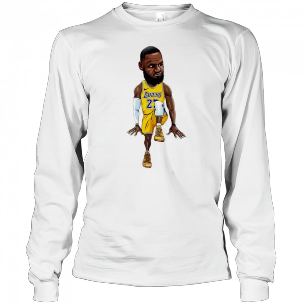 Lebron James Art Los Angeles Lakers jersey cartoon shirt Long Sleeved
