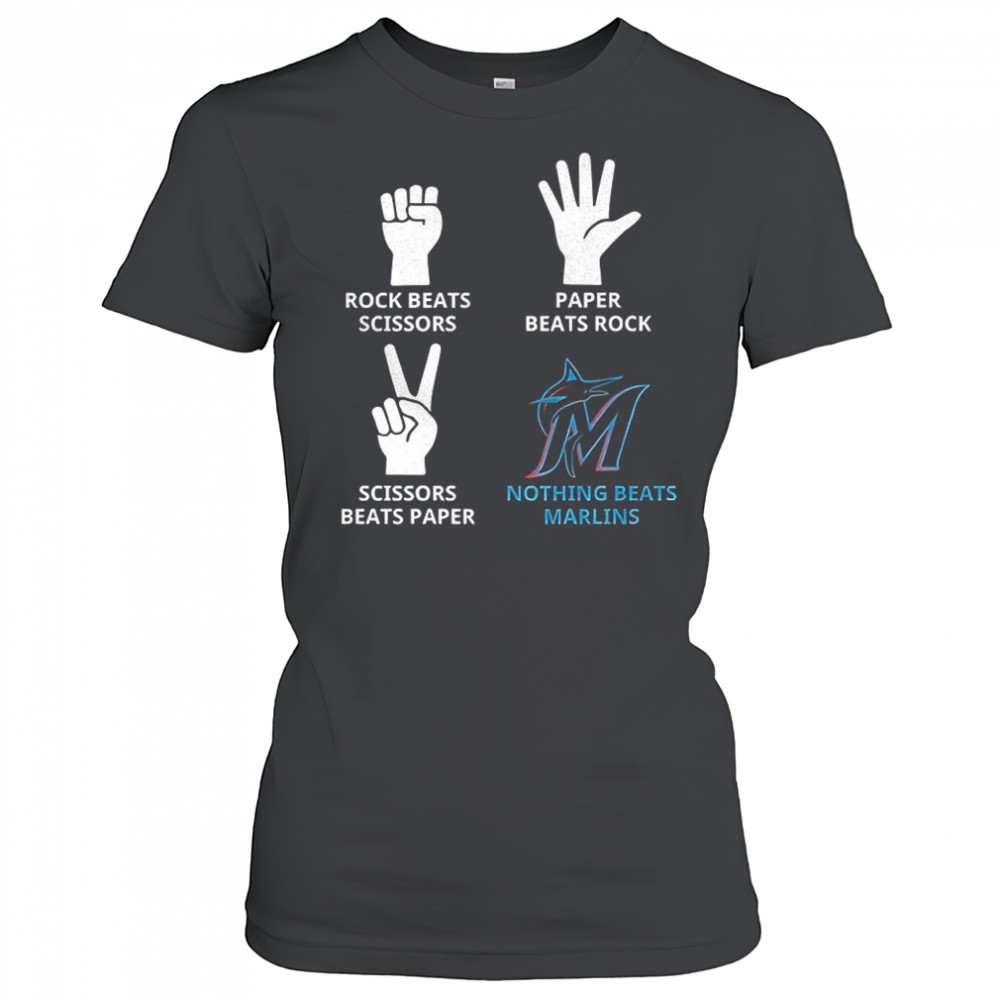 Miami Marlins rock beats scissors paper beats rock scissors beats paper nothing beats Marlins shirt Women's T-shirt