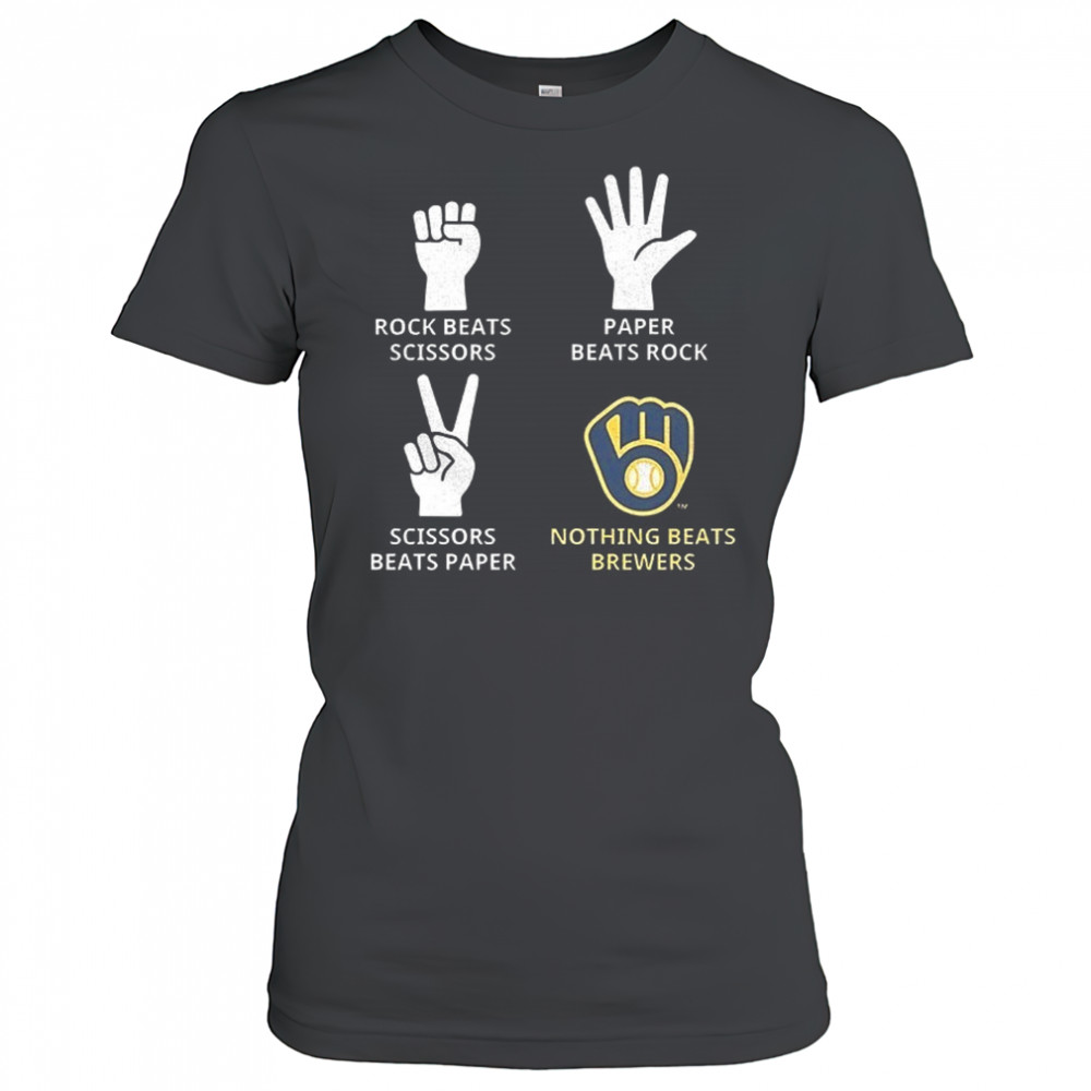 Milwaukee Brewers rock beats scissors paper beats rock scissors beats paper nothing beats Brewers shirt Women's T-shirt