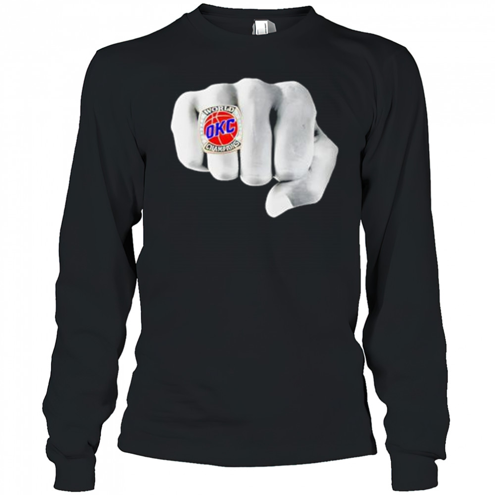 OKC Championship Ring Hand Comfort Colors shirt Long Sleeved