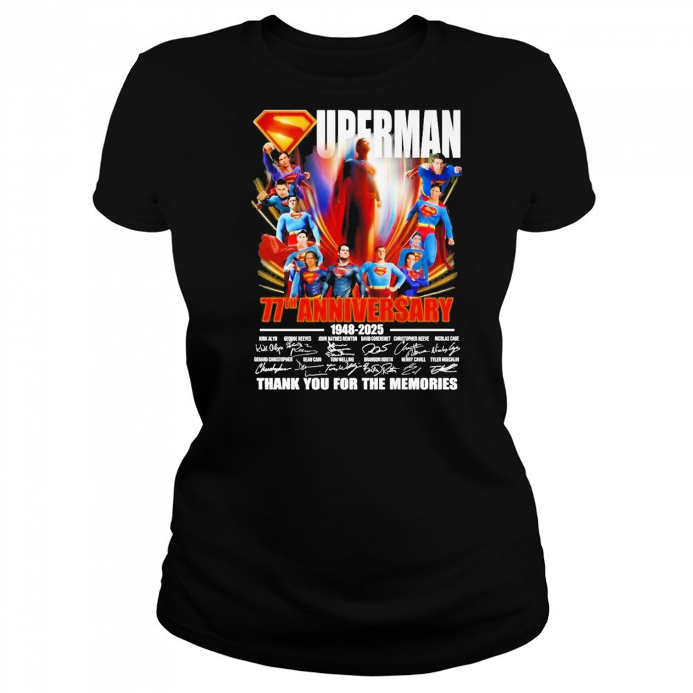 Original Superman 77th Anniversary 1948 2025 Thank You For The Memories Signatures Shirt Women's T-shirt