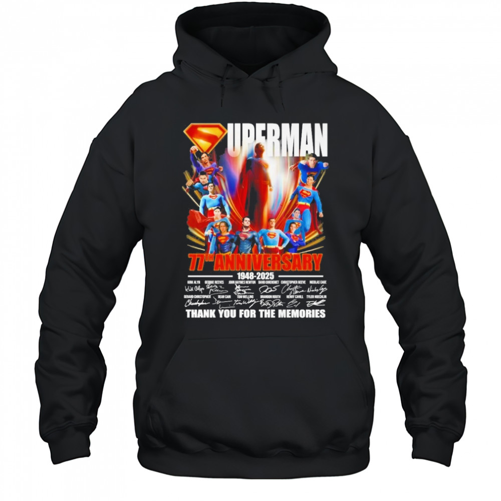 Original Superman 77th Anniversary 1948 2025 Thank You For The Memories Signatures Shirt Hoodie