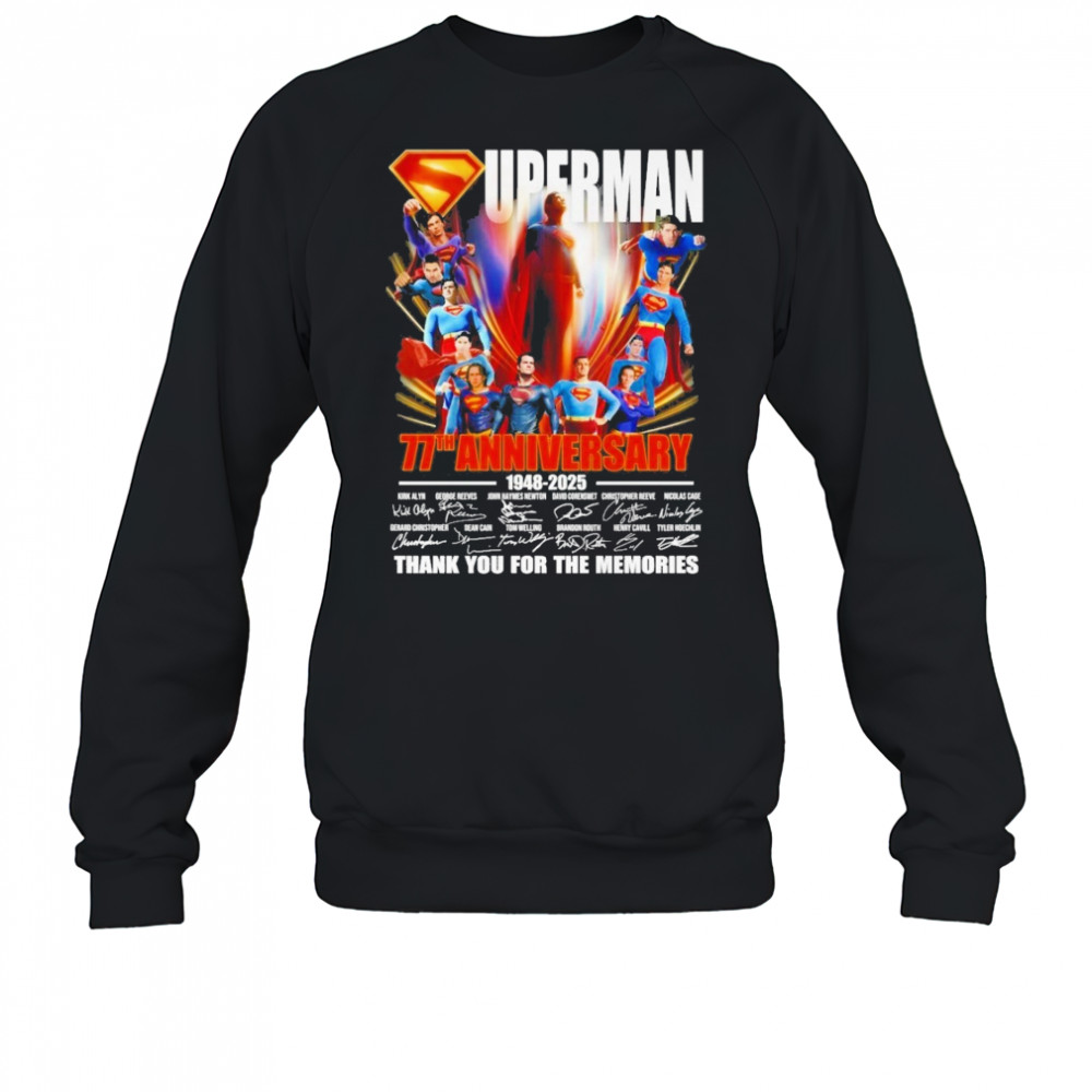 Original Superman 77th Anniversary 1948 2025 Thank You For The Memories Signatures Shirt Sweatshirt