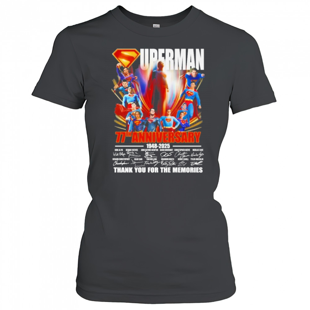 Original Superman 77th Anniversary 1948 2025 Thank You For The Memories Signatures Shirt Women's T-shirt