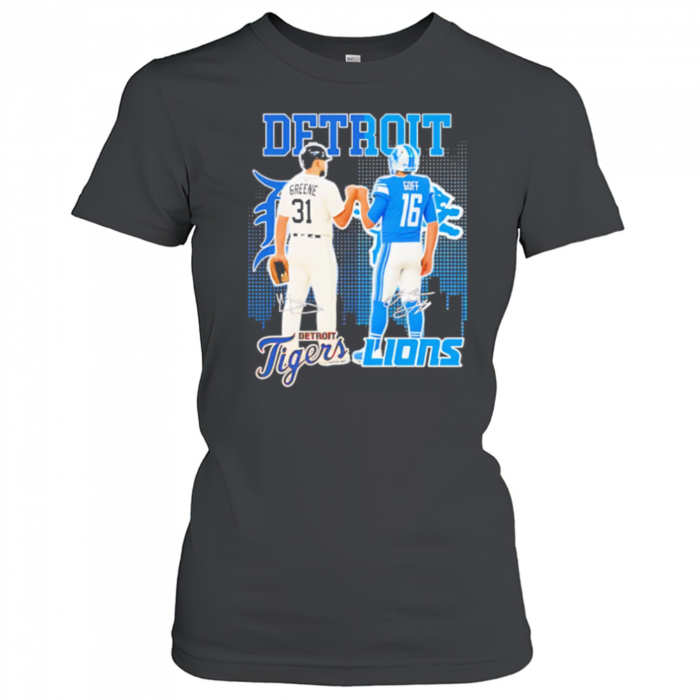 Riley greene and jared goff detroit tigers x detroit lions signatures s shirt Women's T-shirt