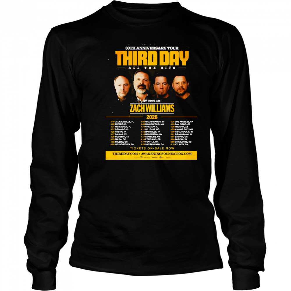 Third Day Zach Williams All The Hits 30th Anniversary Tour 2026 Poster Shirt Long Sleeved