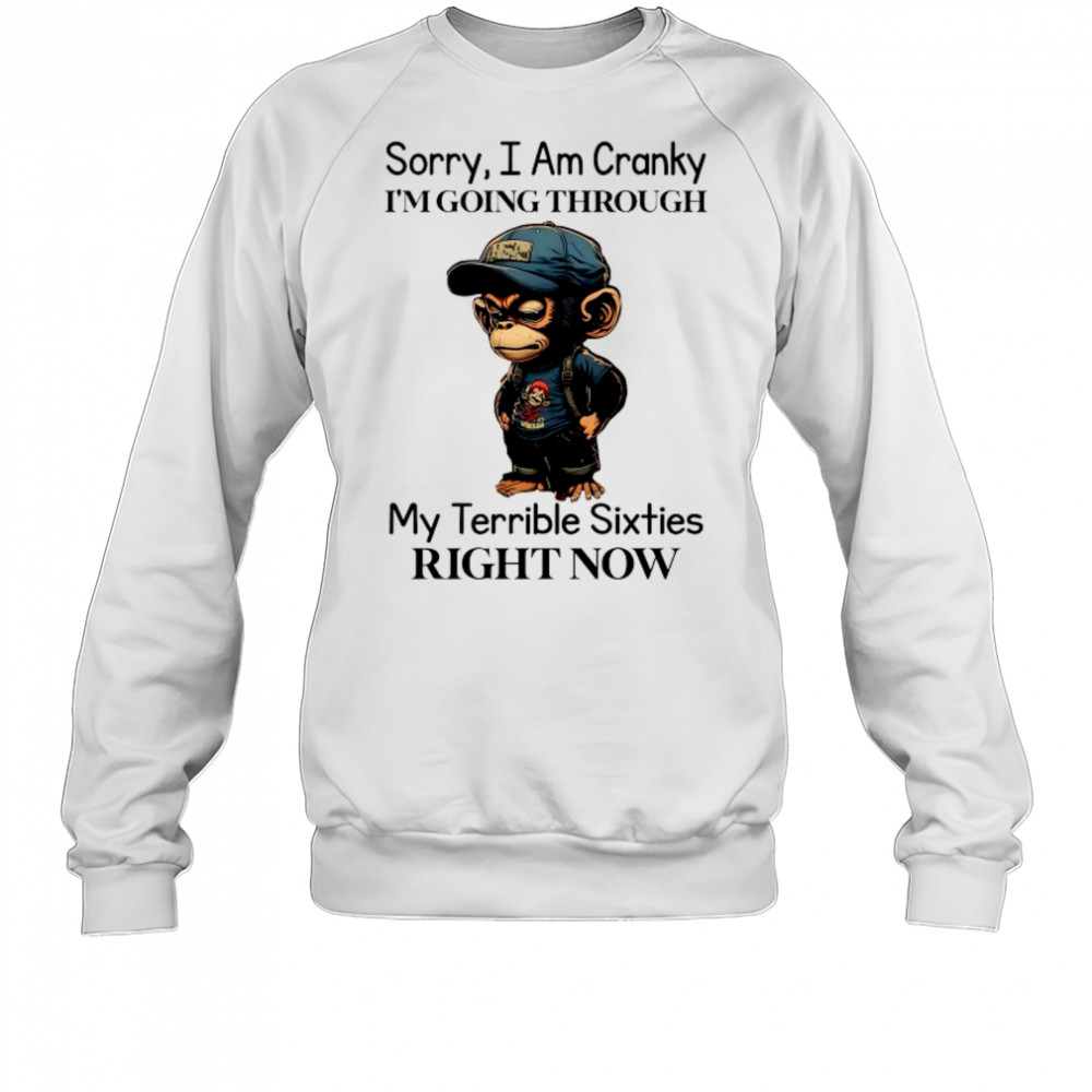 Baby Monkey sorry I am cranky I’m going through my terrible sixties right now shirt Sweatshirt