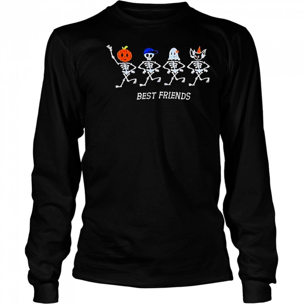 Best Friends Skeletons Halloween T-shirt Long Sleeved
