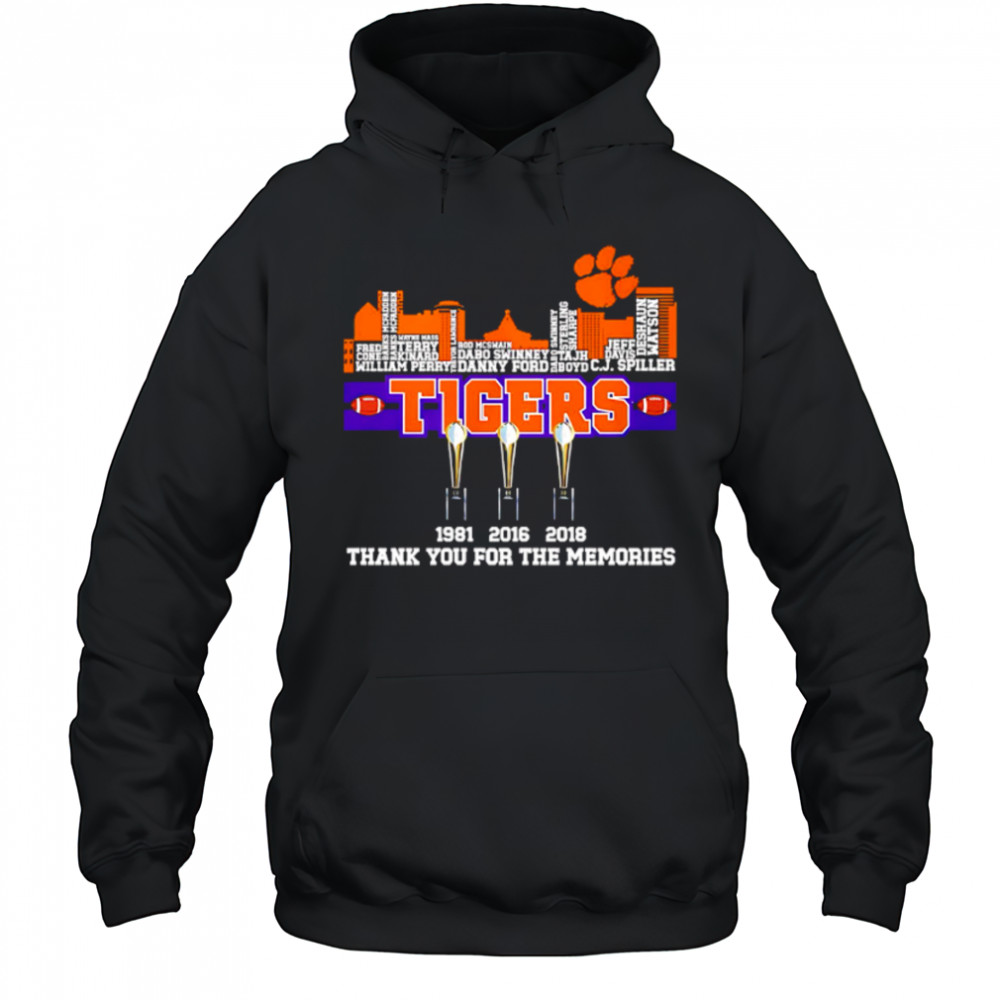 Clemson Tigers 1981-2016-2018 Champions Thank You For The Memories shirt Hoodie