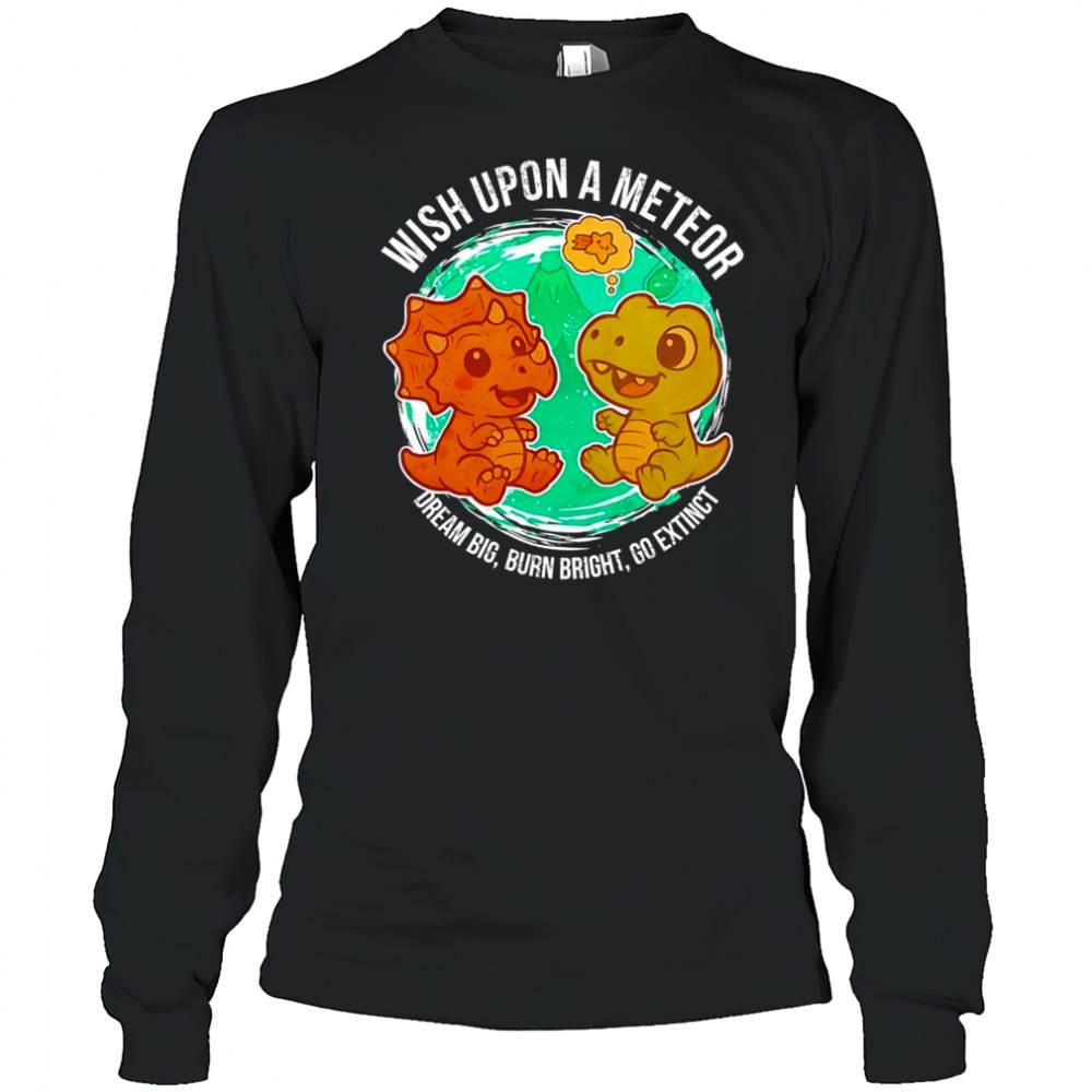 Dragon and dinosaur wish upon a meteor dream big burn bright go extinct shirt Long Sleeved