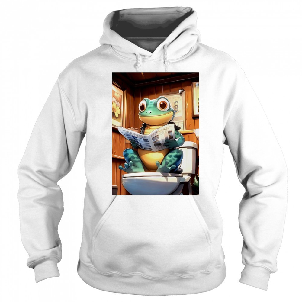 Green Gecko reads Morning Newspaper Rustic Wood Bathroom shirt Sweatshirt