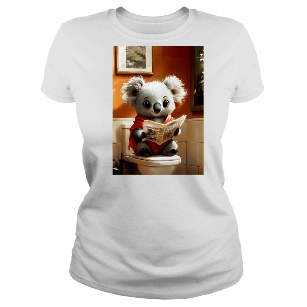 Koala Bear reading Newspaper Bathroom Morning Routine Charm shirt Women's T-shirt
