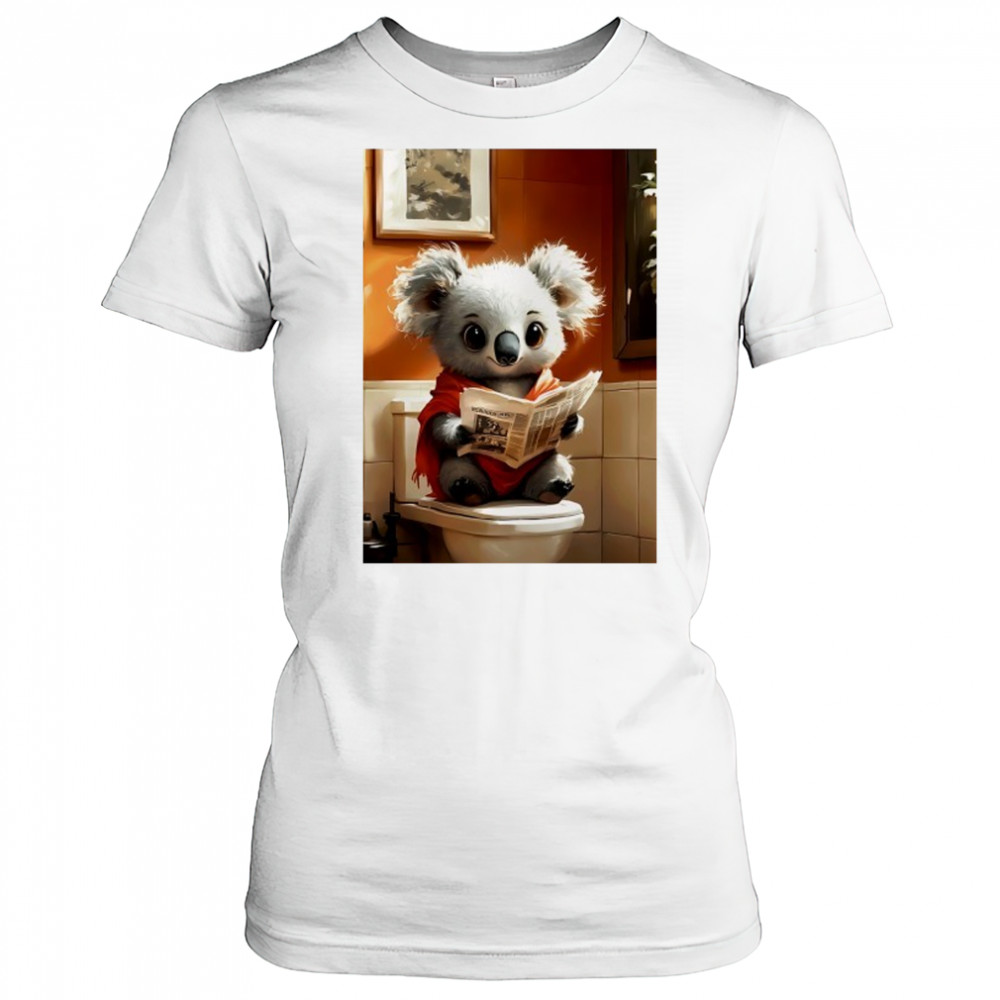 Koala Bear reading Newspaper Bathroom Morning Routine Charm shirt Women's T-shirt