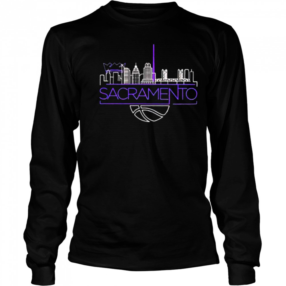 Sacramento Kings basketball NBA light the beam City skyline shirt Long Sleeved