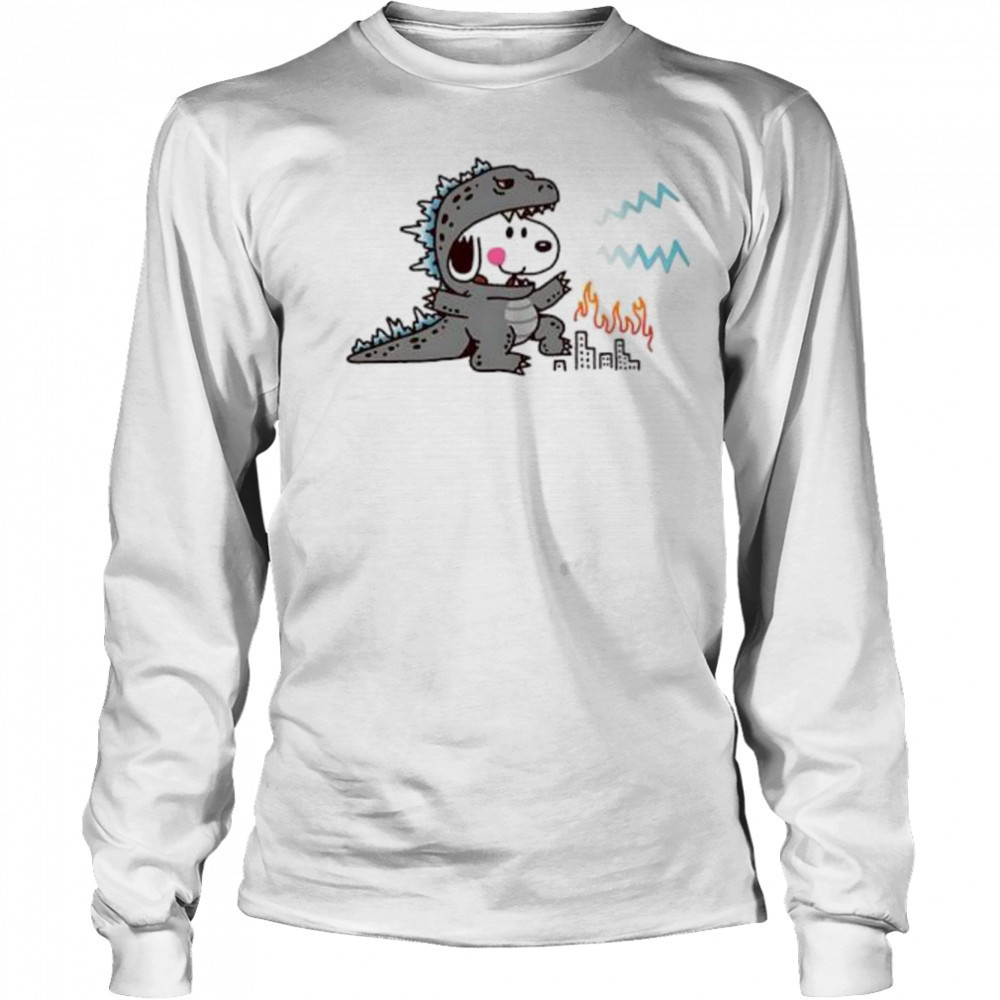 Snoopy disguise Godzilla shirt Long Sleeved