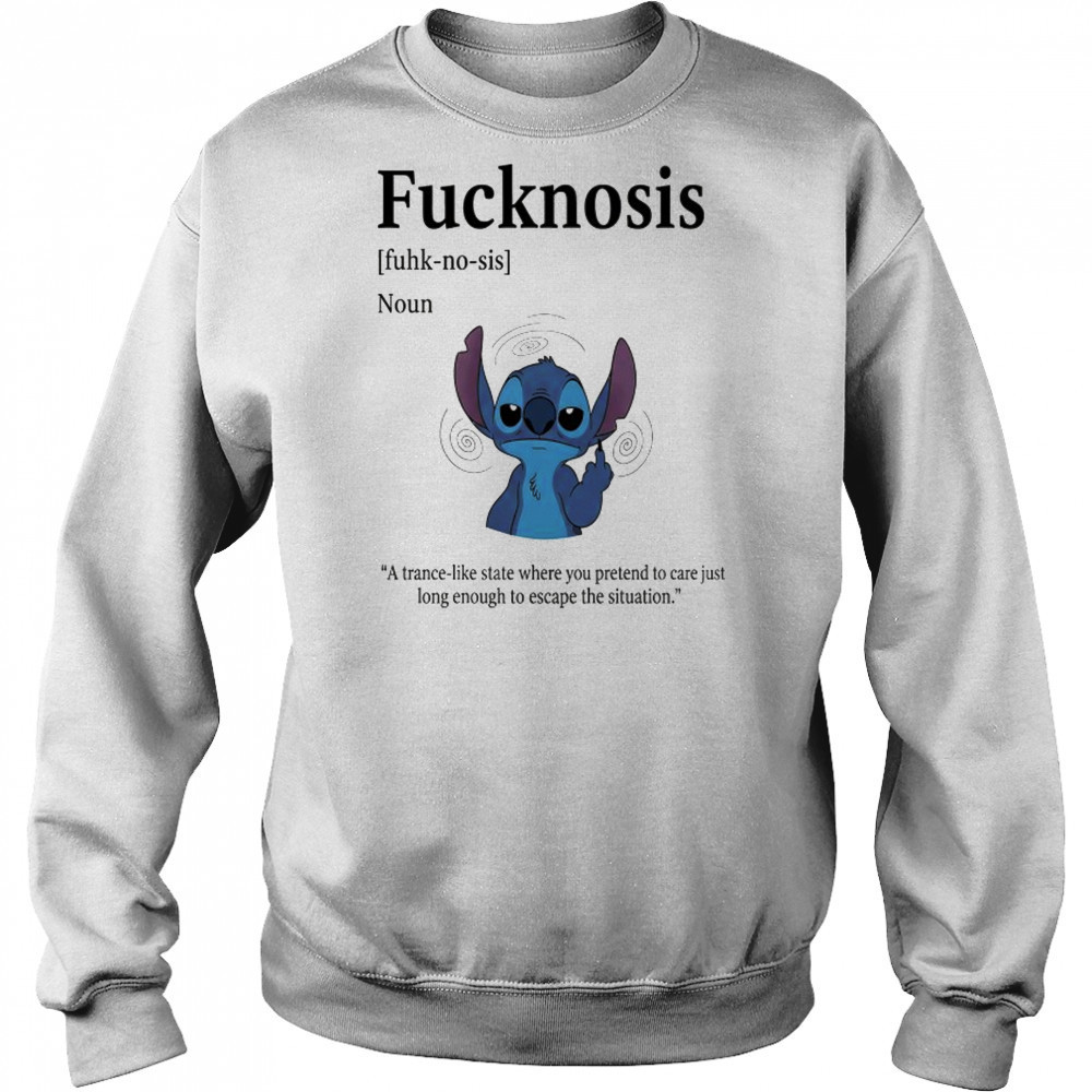 Stitch middle finger Fucknosis a trance-like state where you pretend to care shirt Hoodie
