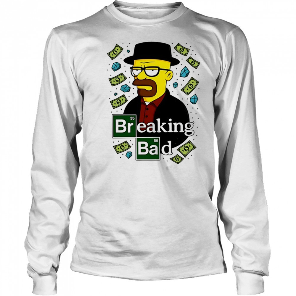 Walter White Simpson Breaking Bad cartoon shirt Long Sleeved