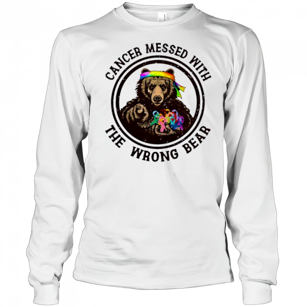 Cancer Messed With The Wrong Bear baseball shirt Long Sleeved