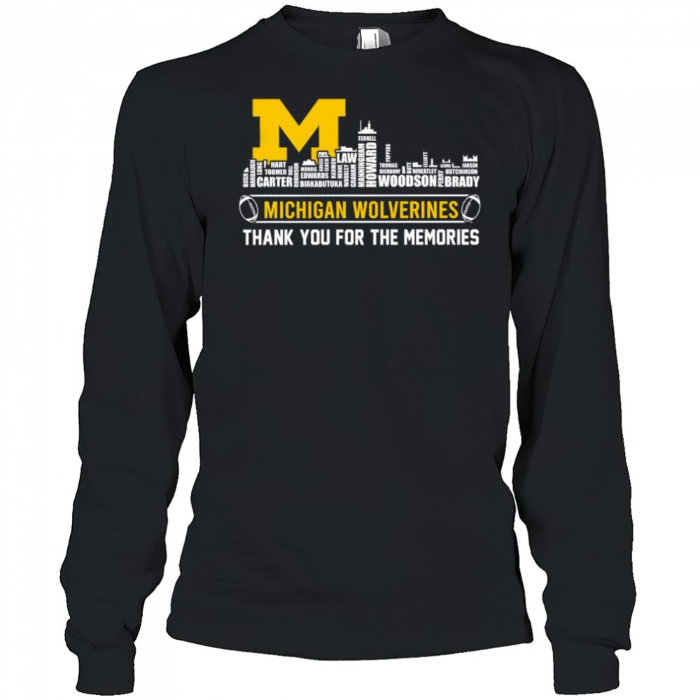 City skyline Michigan Wolverines thank you for the memories shirt Long Sleeved