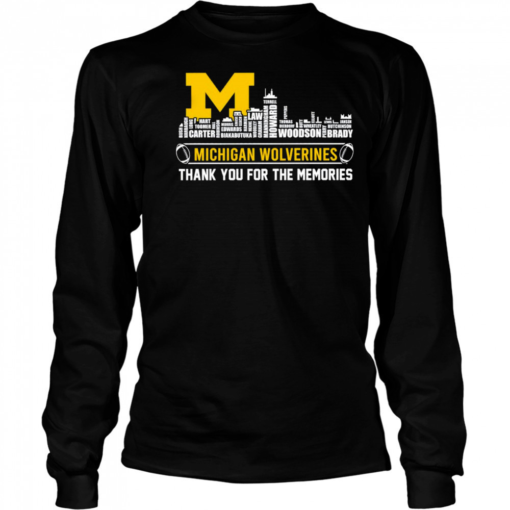 City skyline Michigan Wolverines thank you for the memories shirt Long Sleeved