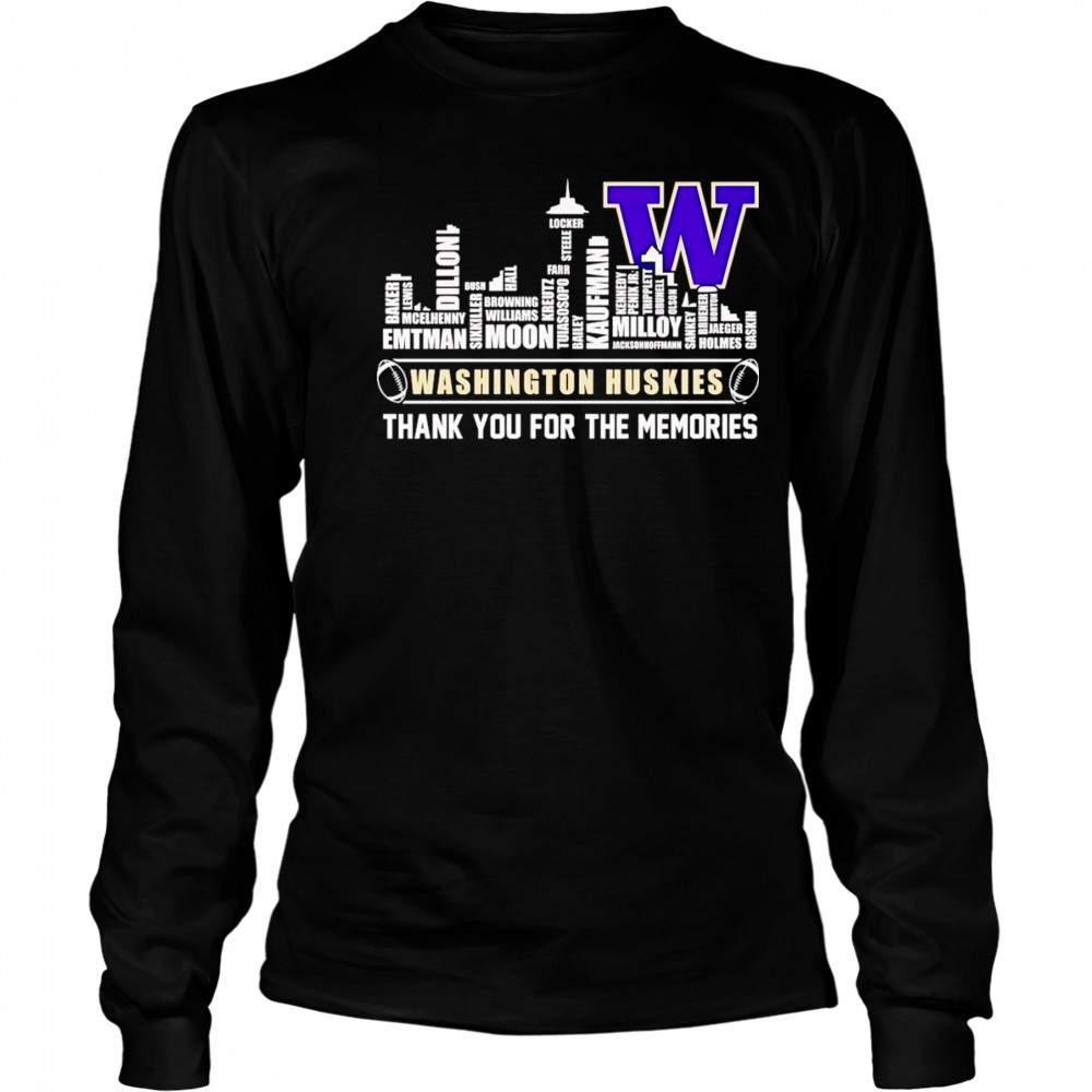City skyline Washington Huskies thank you for the memories shirt Long Sleeved
