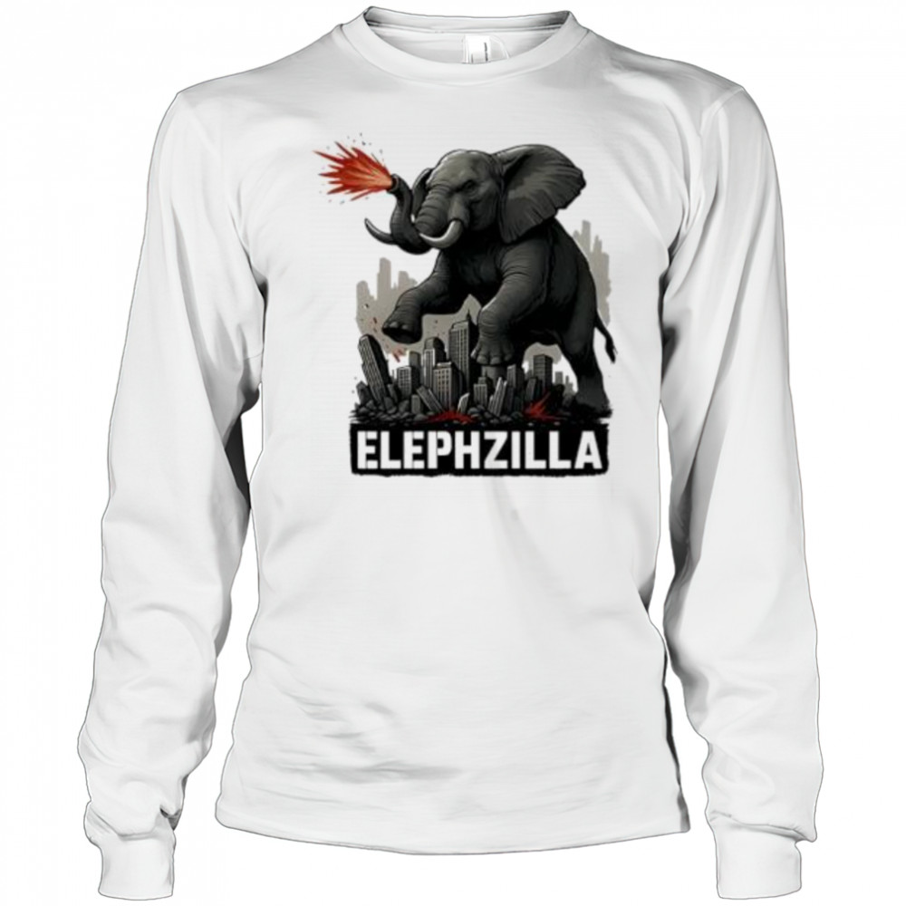 Elephent Elephzilla Parody In Action shirt Long Sleeved